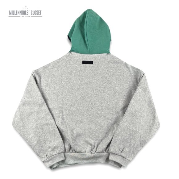 Fear of God Essentials Nylon Fleece Hoodie Light Heather Grey Mint Leaf - Picture 2 of 6